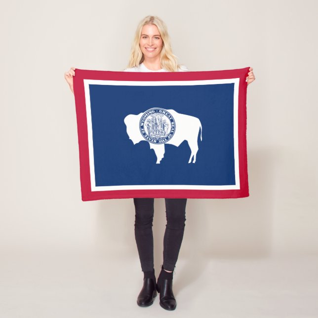 Wyoming State Flag Fleece Blanket (In Situ)