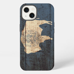 Wyoming State Flag on Old Wood Grain iPhone 13 Case