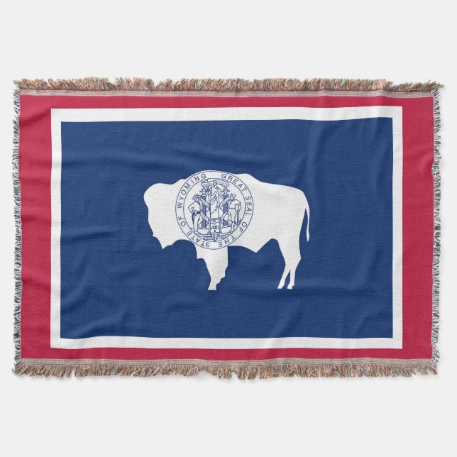 Wyoming State Flag Print Patriotic Throw Blanket (Front)