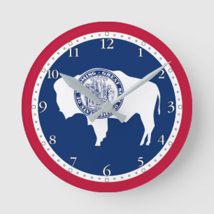 Wyoming State Flag Round Clock