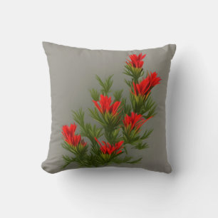 Wyoming State Flower - Indian Paintbrush Cushion