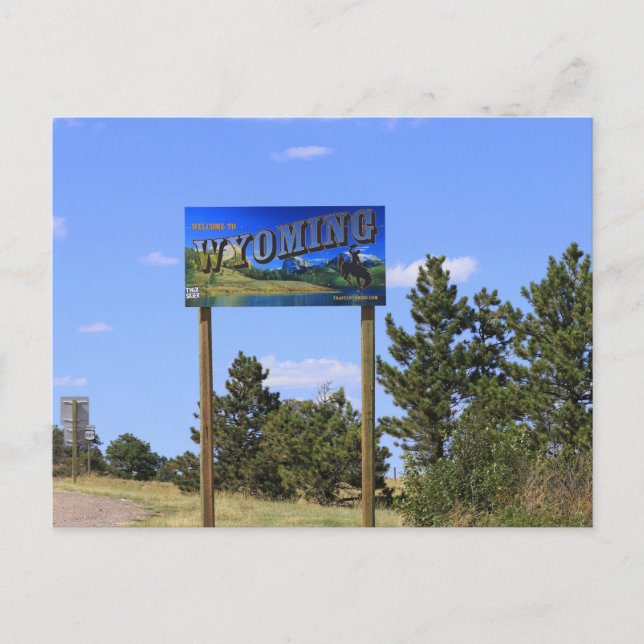 Wyoming State Line Sign Postcard (Front)