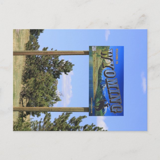 Wyoming State Line Sign Postcard (Front)