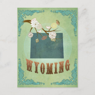 Wyoming State Map – Green Postcard