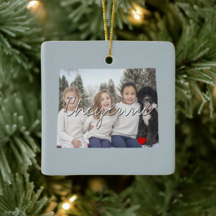 Wyoming State Photo insert and town name Ceramic Ornament