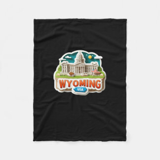 Wyoming Sticker  Fleece Blanket