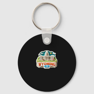 Wyoming Sticker  Key Ring