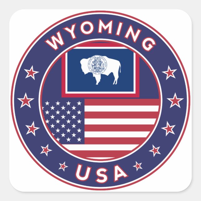 'Wyoming sticker, phone case, tote bag, clock Square Sticker (Front)