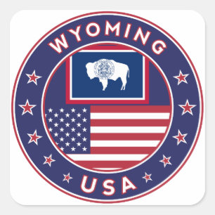 'Wyoming sticker, phone case, tote bag, clock Square Sticker