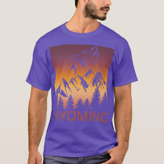 Wyoming Sunset Wolf Howling at The Moon Trees and T-Shirt