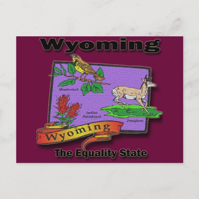 Wyoming The Equality State Bird Dear Bush Postcard (Front)