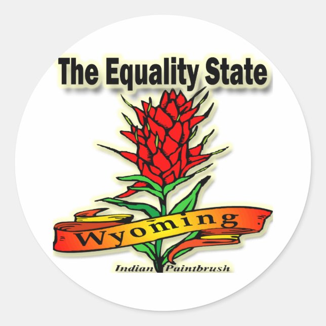 Wyoming The Equality State Indian Paintbrush Classic Round Sticker (Front)