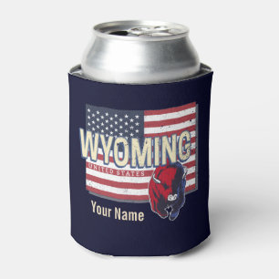 Wyoming United States Retro State Map Vintage USA Can Cooler
