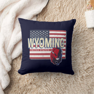 Wyoming United States Retro State Map Vintage USA Cushion