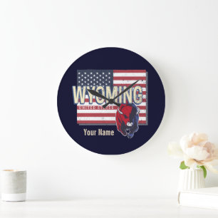 Wyoming United States Retro State Map Vintage USA Large Clock