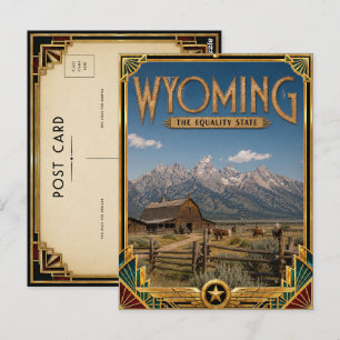 Wyoming Vintage Art Deco Golden Age Postcard