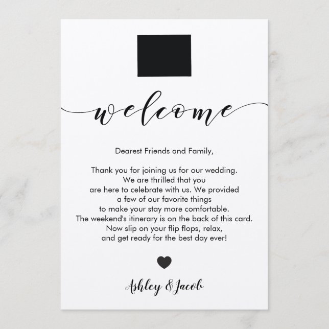 Wyoming Wedding Welcome Letter & Itinerary Card (Front)