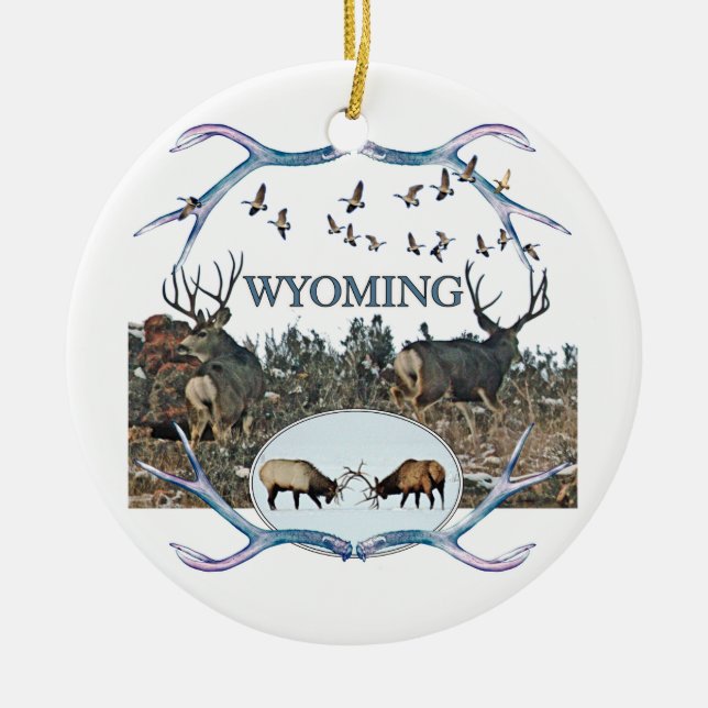 WYOMING wildlife Ceramic Tree Decoration (Front)
