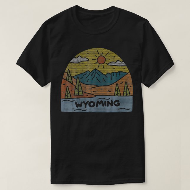 Wyoming WY The Cowboy State National Parks Retro T T-Shirt (Design Front)