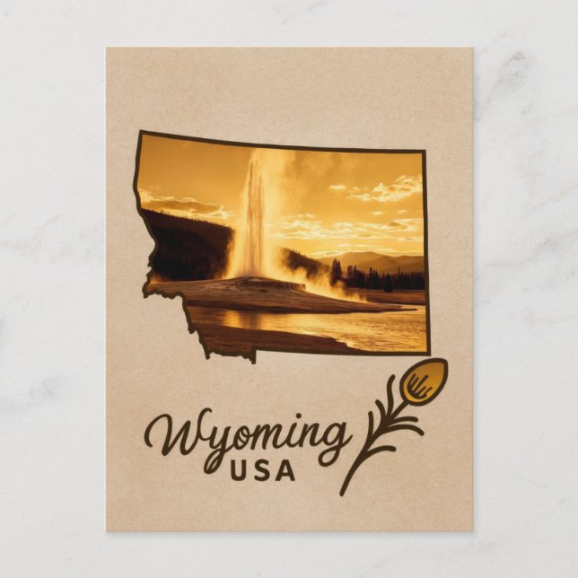 Wyoming Yellowstone National Park Geyser Travel Postcard (Front)