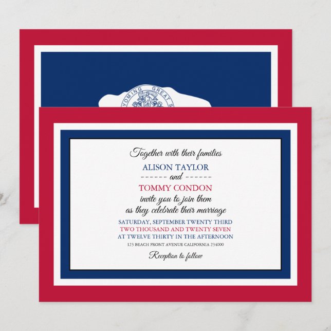 Wyomingite Flag, Flag of Wyoming Wedding Invitation (Front/Back)