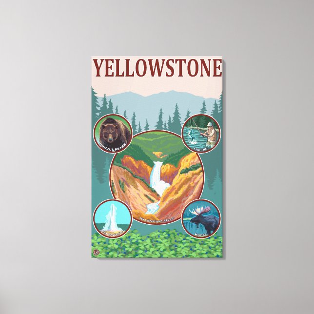 WyomingYellowstone Collage Canvas Print (Front)
