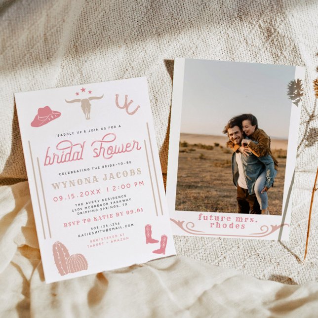WYONONA Blush Cowgirl Last Rodeo Bridal Shower Invitation (Creator Uploaded)
