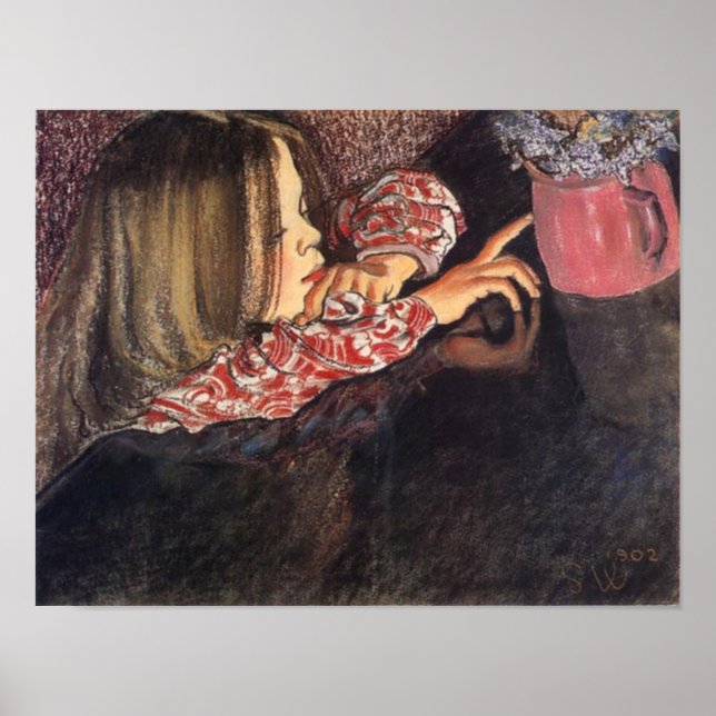 Wyspianski, Helenka with a Vase of Flowers, 1902 Poster (Front)