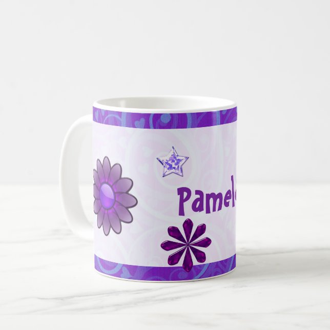 Wysteria Jewelled 3D ADD YOUR NAME Coffee Mug (Front Left)