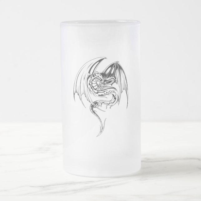 Wyvern Dragon Are Fantasy Mythical Creatures Frosted Glass Beer Mug (Center)