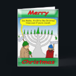 x04 It's fun to be Jewish at Christmas time. Holiday Card<br><div class="desc">Jewish folk can enjoy the Christmas season,  too! This menorah shovel work is funny and fun.</div>
