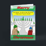 x04 It's fun to be Jewish at Christmas time. Holiday Card<br><div class="desc">Jewish folk can enjoy the Christmas season,  too! This menorah shovel work is funny and fun.</div>