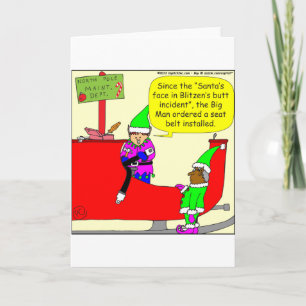 x07 Santa Hit Blitzen's butt  - Santa cartoon Holiday Card