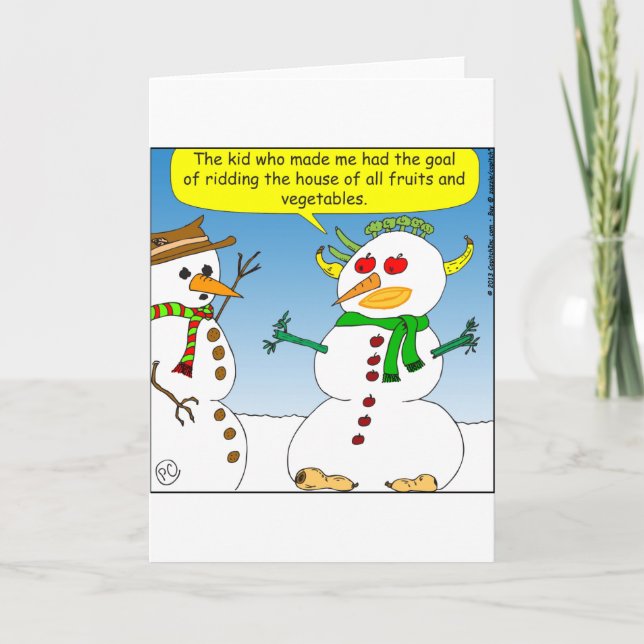 x10 ridding house of vegetables cartoon holiday card (Front)