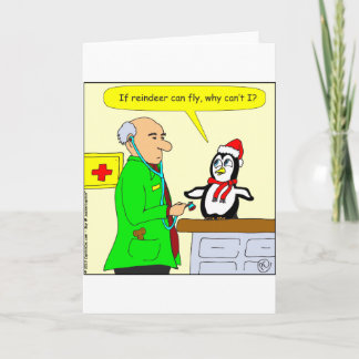 x14 reindeer can fly cartoon holiday card