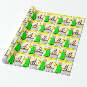 x14 reindeer can fly cartoon wrapping paper