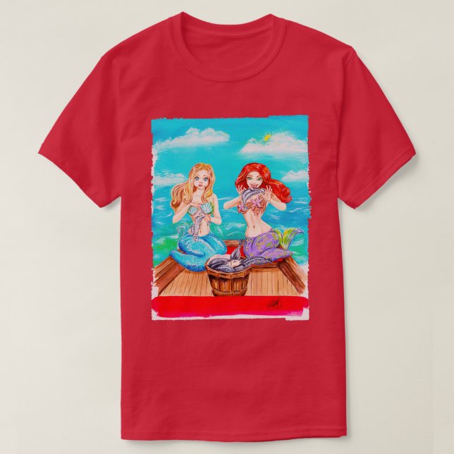x27She Did Itx27 Mermaid sisters T-Shirt (Design Front)