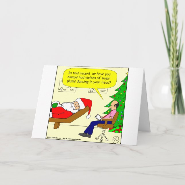 x30 Santa talks to his therapist - Cartoon Holiday Card (Front)