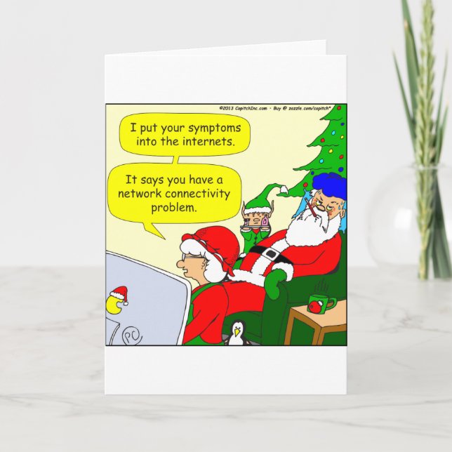 x36 santas symptoms cartoon holiday card (Front)