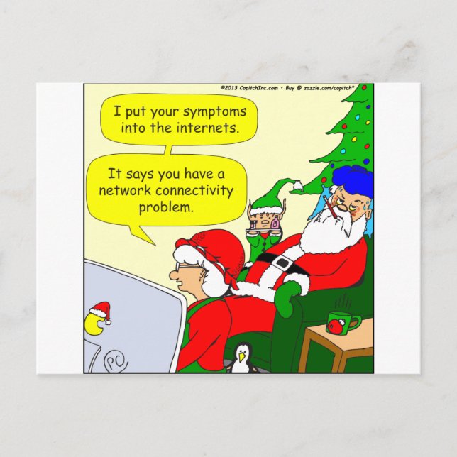 x36 santas symptoms cartoon holiday postcard (Front)