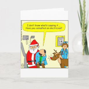 x48 Santa takes Rudolph to the doctor - cartoon Holiday Card