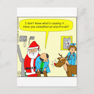 x48 Santa takes Rudolph to the doctor - cartoon Holiday Postcard