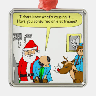 x48 Santa takes Rudolph to the doctor - cartoon Metal Tree Decoration