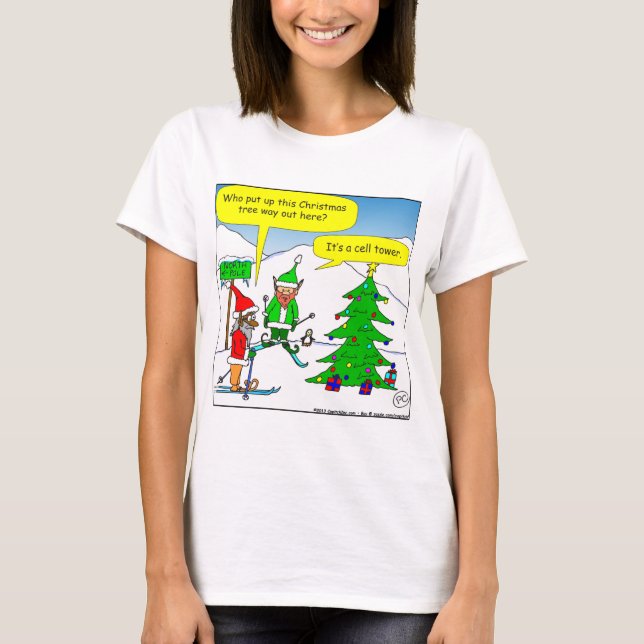 x56 cell tower christmas tree cartoon T-Shirt (Front)