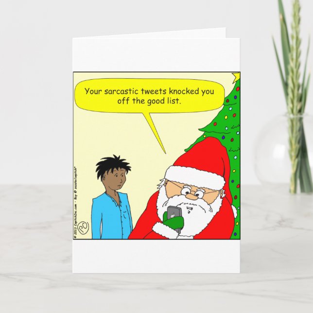 x75 sarcastic tweets cartoon holiday card (Front)