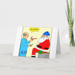 x85 Santa say ahhh Cartoon Holiday Card