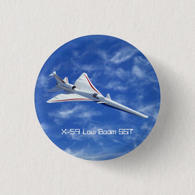 X-59 Low Boom Supersonic Jet Aircraft 3 Cm Round Badge (Front)