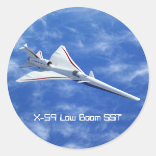 X-59 Low Boom Supersonic Jet Aircraft Classic Round Sticker