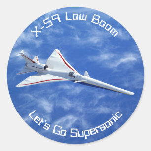 X-59 Low Boom Supersonic Jet Aircraft Classic Round Sticker