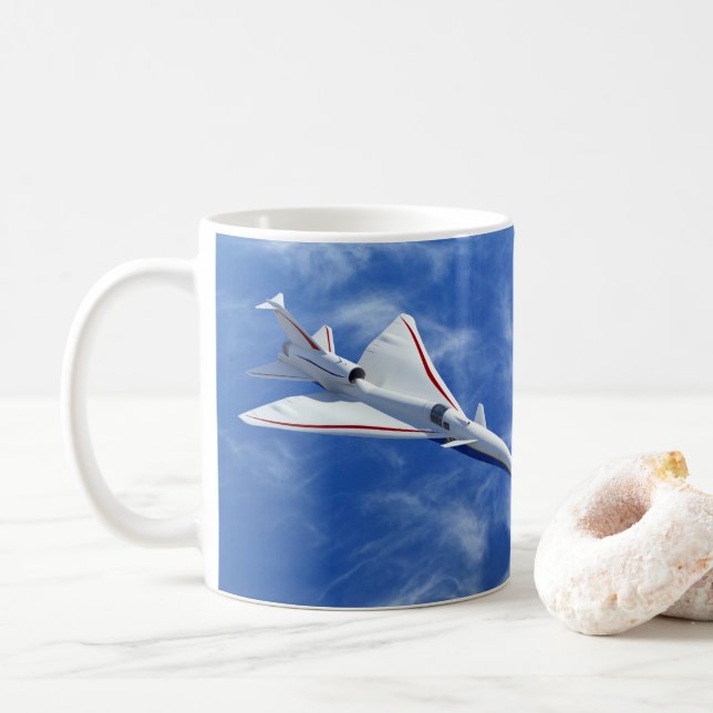 X-59 Low Boom Supersonic Jet Aircraft Coffee Mug (With Donut)